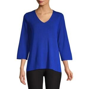 Eileen Fisher 3/4 V Neck Superfine Merino Wool Sweater Sz Small Luxury Minimal